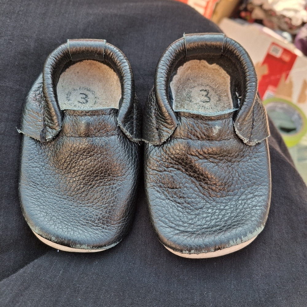 Black Baby Walker Moccasins with Elastic Ankle